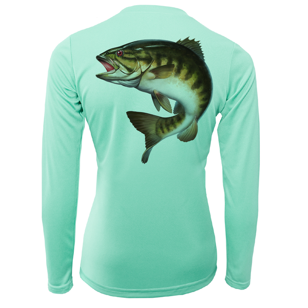 Michigan Freshwater Born Smallmouth Bass Women's Long Sleeve UPF 50+ Dry-Fit Shirt