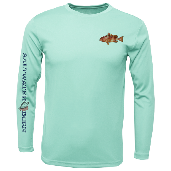 Grouper on Chest Long Sleeve UPF 50+ Dry-Fit Shirt – Saltwater Born