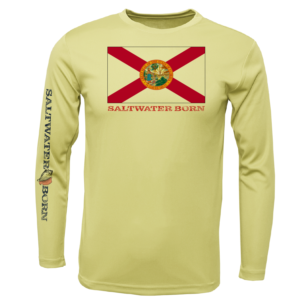 Key West, FL Flag Boy's Long Sleeve UPF 50+ Dry-Fit Shirt – Saltwater Born