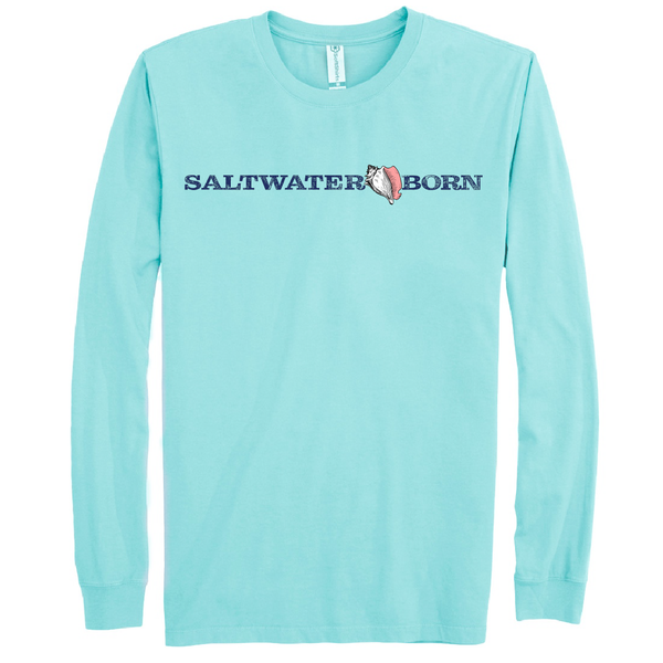 Saltwater Born Women's Linear Logo Cotton Long Sleeve Shirt