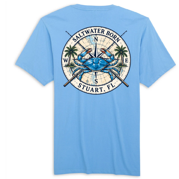 Stuart, FL Blue Crab Compass Men's Cotton Tee