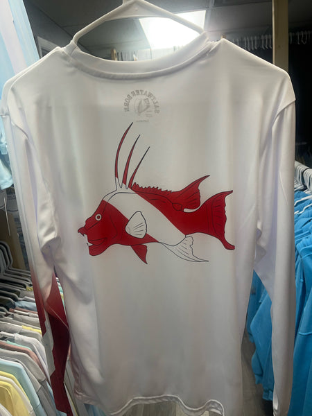 Key West, FL Hogfish Diver With Scuba Sleeve Men's Long Sleeve UPF 50+ Dry-Fit Shirt
