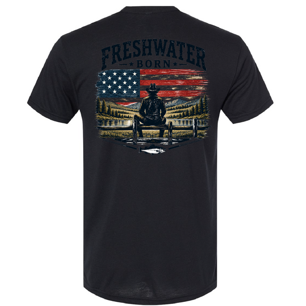Freshwater Born- Red, White, and Reel Men's Triblend Tee