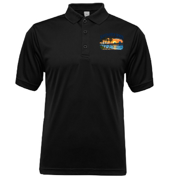 Saltwater Born Oceanside, CA Good Times Run Deep Men's Short Sleeve UPF 50+ Dry-Fit Polo
