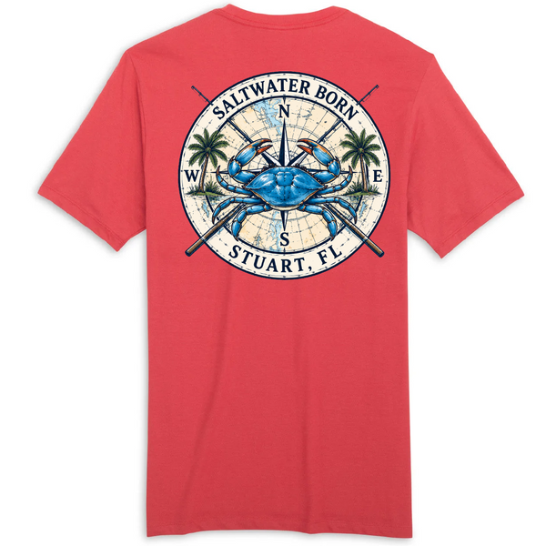 Stuart, FL Blue Crab Compass Men's Cotton Tee