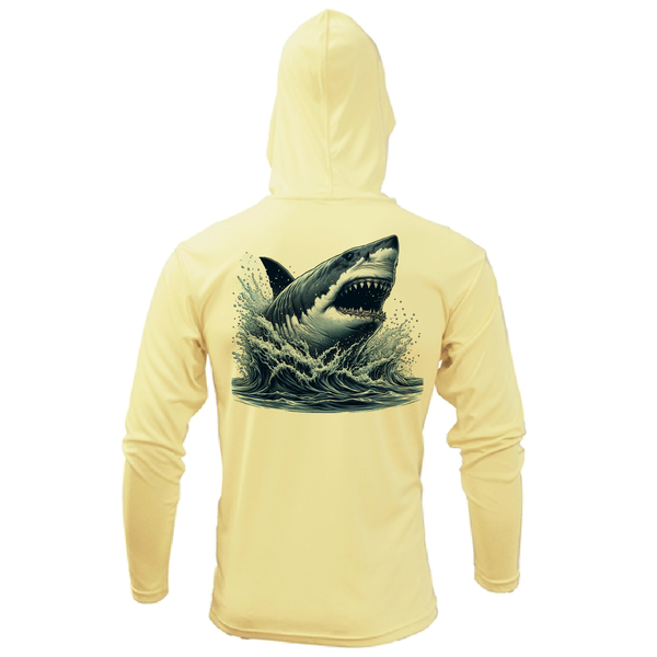 Cape Cod, MA Jaws Boy's Long Sleeve UPF 50+ Dry-Fit Hoodie