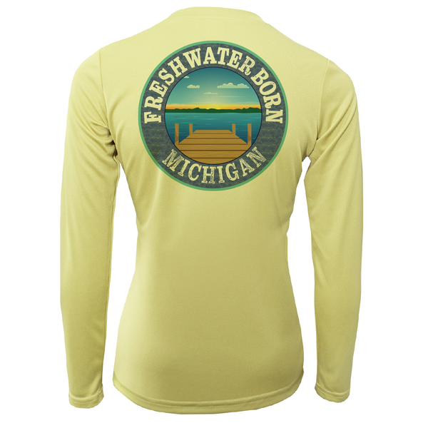 Michigan "Freshwater Hair Don't Care" Women's Long Sleeve UPF 50+ Dry-Fit Shirt
