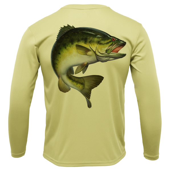 Michigan Freshwater Born Largemouth Bass Boy's Long Sleeve UPF 50+ Dry-Fit Shirt