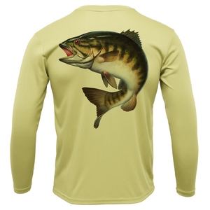 Michigan Freshwater Born Smallmouth Bass Boy's Long Sleeve UPF 50+ Dry-Fit Shirt