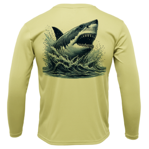 Siesta Key, FL Jaws Men's Long Sleeve UPF 50+ Dry-Fit Shirt