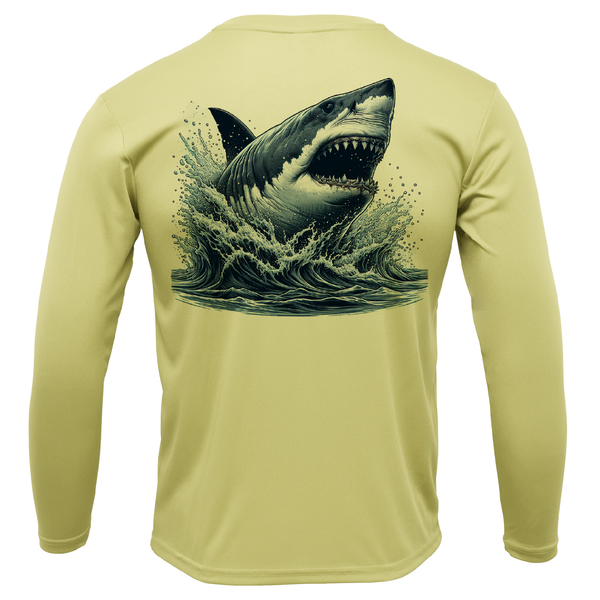 Siesta Key, FL Jaws Men's Long Sleeve UPF 50+ Dry-Fit Shirt