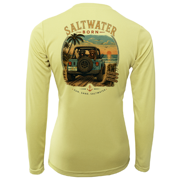 Saltwater Born Black and Brown Labs Women's Long Sleeve UPF 50+ Dry-Fit Shirt