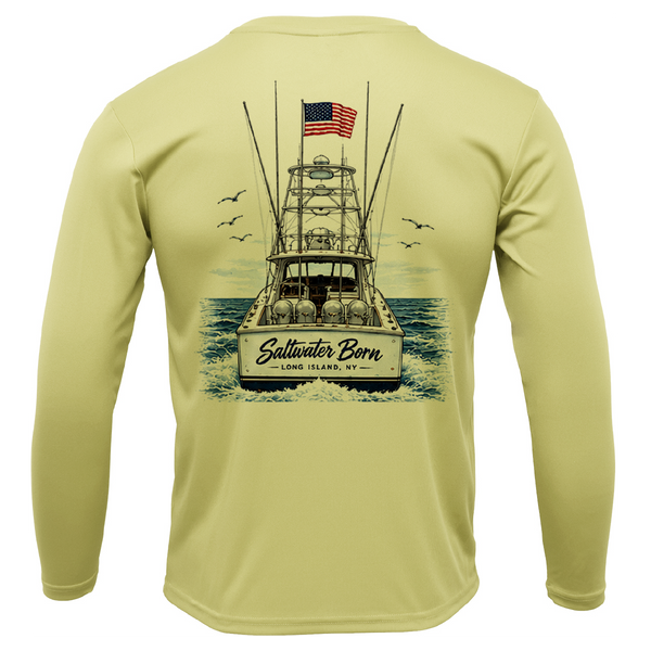 Long Island, NY Saltwater Born Sportfish Men's Long Sleeve UPF 50+ Dry-Fit Shirt