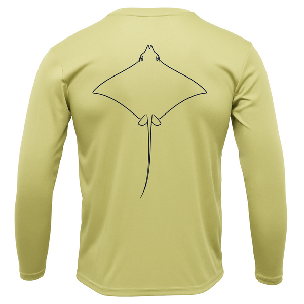 Eagle Ray Outline Men's Long Sleeve UPF 50+ Dry-Fit Shirt