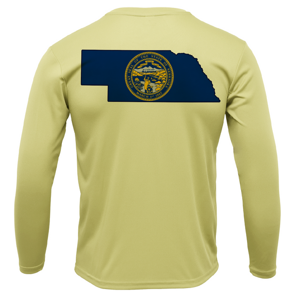 Nebraska Freshwater Born State Flag Men's Long Sleeve UPF 50+ Dry-Fit Shirt