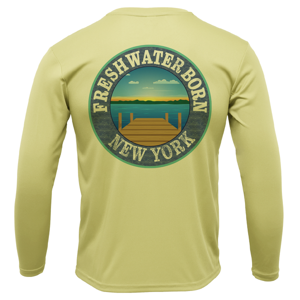 New York Freshwater Born Linear Logo Men's Long Sleeve UPF 50+ Dry-Fit Shirt