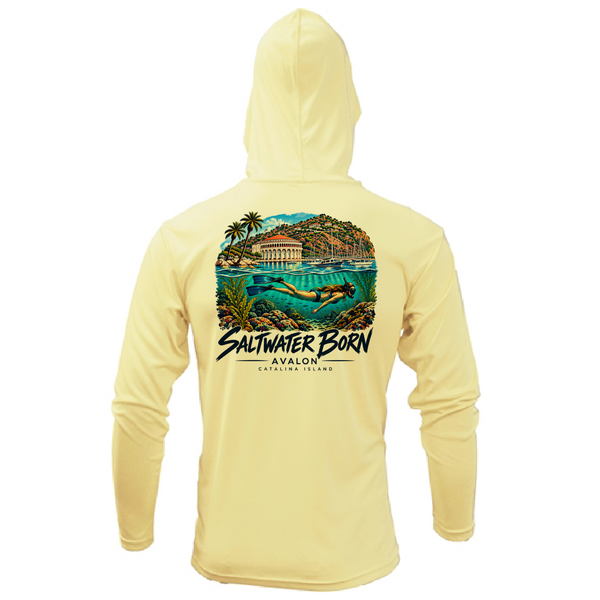 Avalon, CA Snorkeler Men's Long Sleeve UPF 50+ Dry-Fit Hoodie