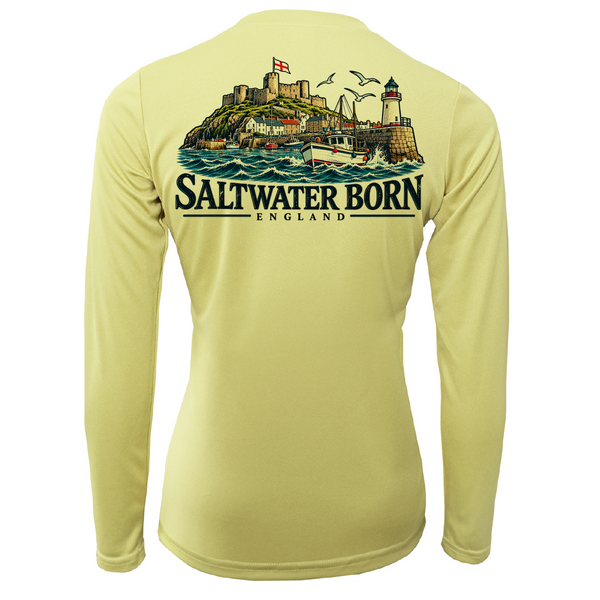 Saltwater Born England Coastal Harbour Women's Long Sleeve UPF 50+ Dry-Fit Shirt