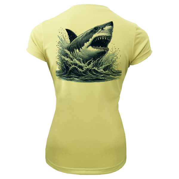 Cape Cod, MA Jaws Women's Short Sleeve UPF 50+ Dry-Fit Shirt