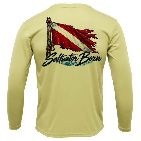 Saltwater Born Diver Down Dive Flag Men's Long Sleeve UPF 50+ Dry-Fit Shirt