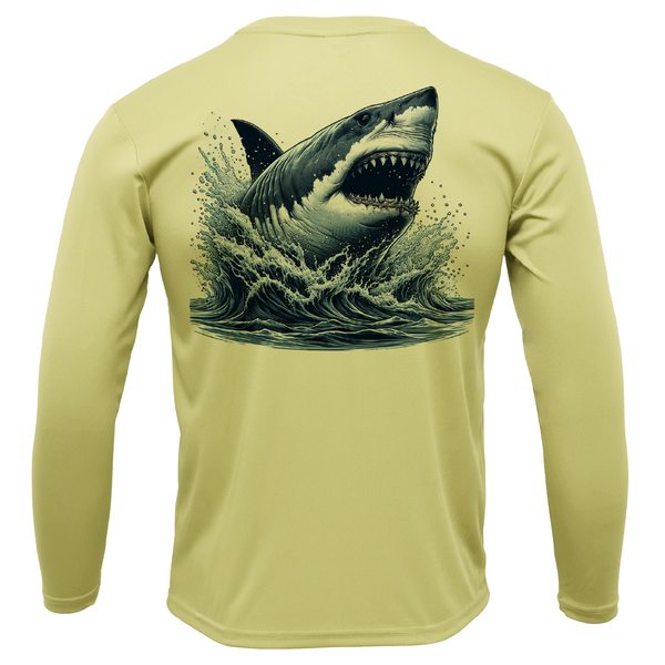 Cape Cod, MA Jaws Men's Long Sleeve UPF 50+ Dry-Fit Shirt
