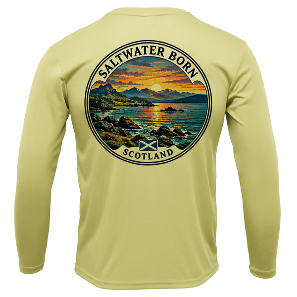 Saltwater Born Scotland Coastal Sunset Boy's Long Sleeve UPF 50+ Dry-Fit Shirt