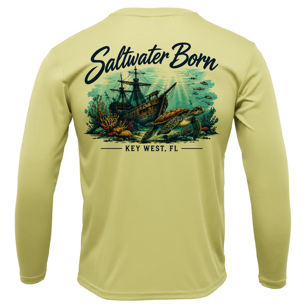 Key West, FL Sunken Pirate Ship Men's Long Sleeve UPF 50+ Dry-Fit Shirt