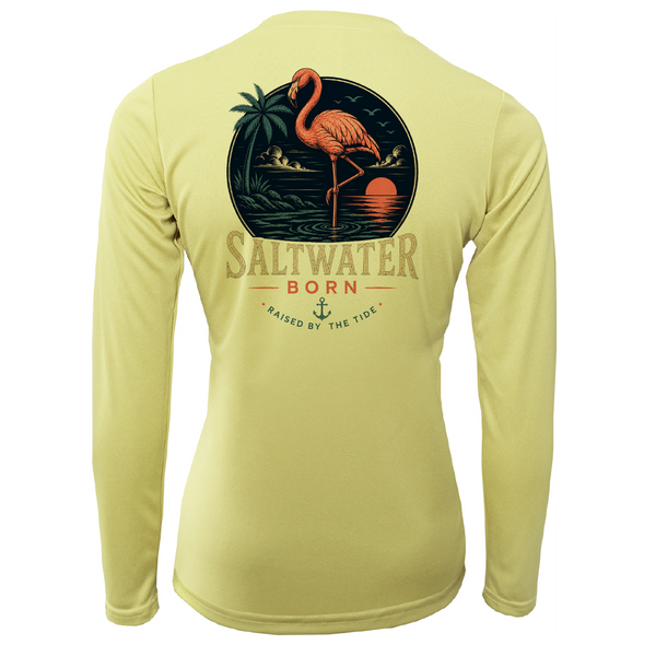 Saltwater Born Flamingo Women's Long Sleeve UPF 50+ Dry-Fit Shirt