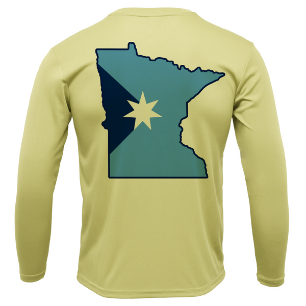 Bear Lake, MN Freshwater Born State Flag Men's Long Sleeve UPF 50+ Dry-Fit Shirt