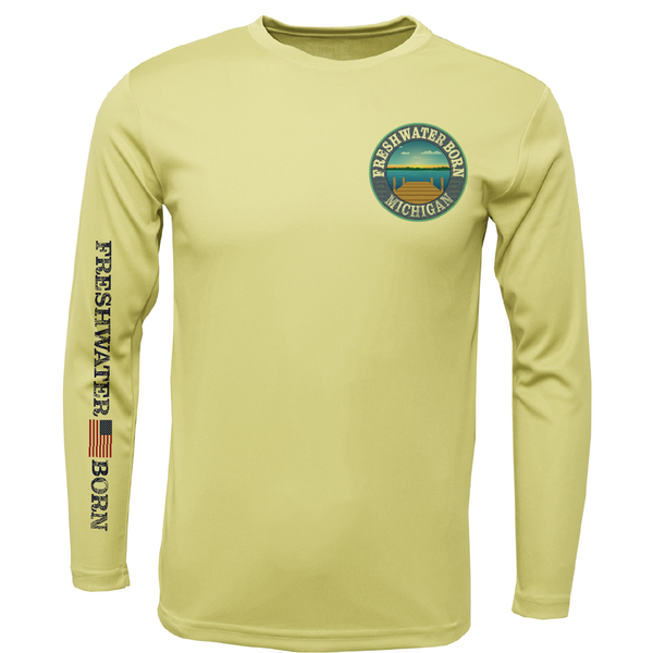 Michigan Freshwater Born Smallmouth Bass Men's Long Sleeve UPF 50+ Dry-Fit Shirt