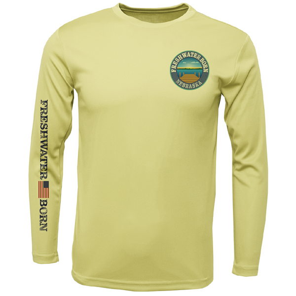 Nebraska Freshwater Born State Flag Men's Long Sleeve UPF 50+ Dry-Fit Shirt