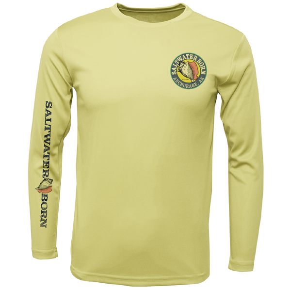 Anchorage, AK Northern Lights Whale Tail Boy's Long Sleeve UPF 50+ Dry-Fit Shirt