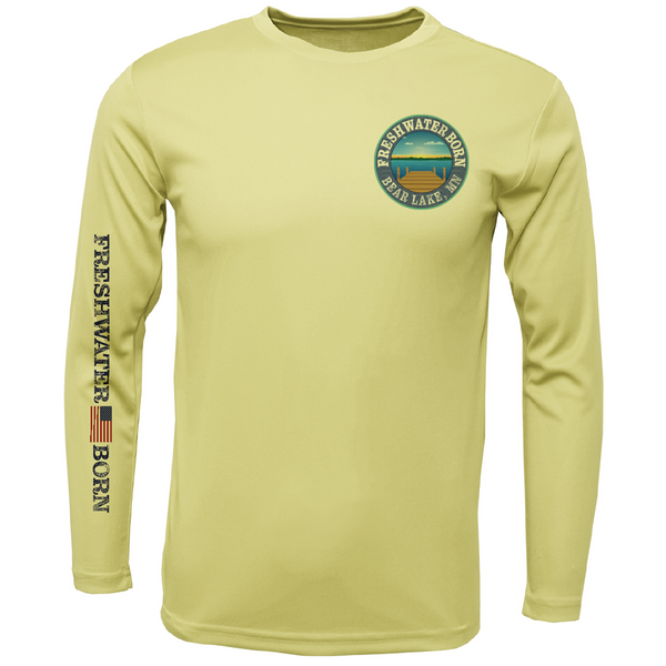Bear Lake, MN Freshwater Born State Flag Men's Long Sleeve UPF 50+ Dry-Fit Shirt