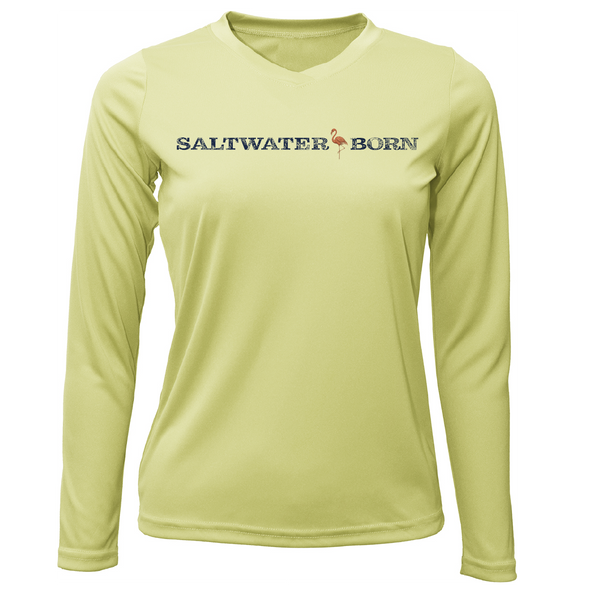 Saltwater Born Flamingo Women's Long Sleeve UPF 50+ Dry-Fit Shirt