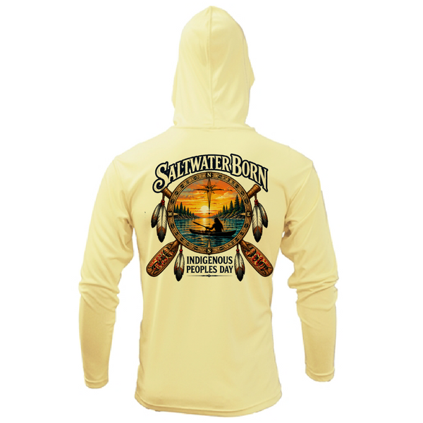 Indigenous People's Day Sunset Paddle Men's Long Sleeve UPF 50+ Dry-Fit Hoodie