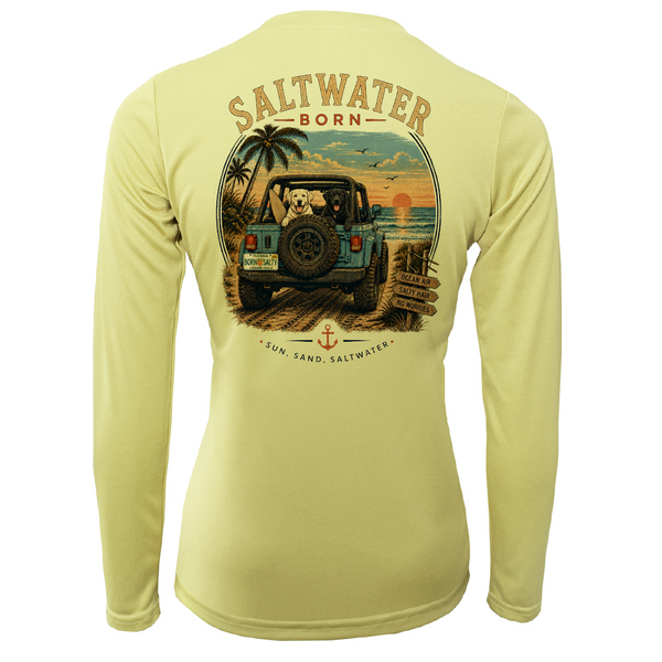 Saltwater Born Black and White Labs Women's Long Sleeve UPF 50+ Dry-Fit Shirt