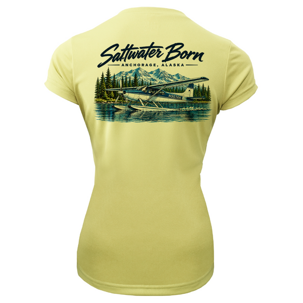 Anchorage, AK Bush Plane Women's Short Sleeve UPF 50+ Dry-Fit Shirt