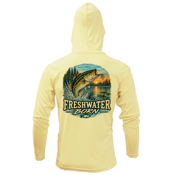 Freshwater Born Realistic Largemouth Bass Men's Long Sleeve UPF 50+ Dry-Fit Hoodie