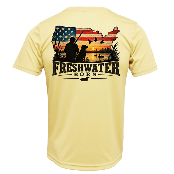Freshwater Born Duck Hunter USA Men's Short Sleeve UPF 50+ Dry-Fit Shirt