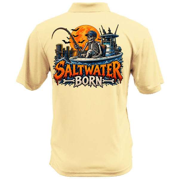 Dead Men Fish Still Men's Short Sleeve UPF 50+ Dry-Fit Polo