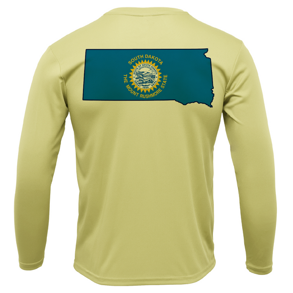 Pierre, SD Freshwater Born State Flag Men's Long Sleeve UPF 50+ Dry-Fit Shirt