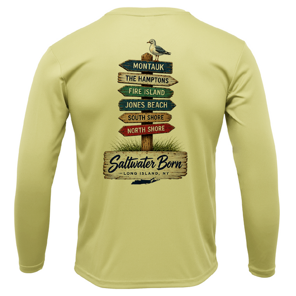 Long Island, NY Signs Men's Long Sleeve UPF 50+ Dry-Fit Shirt