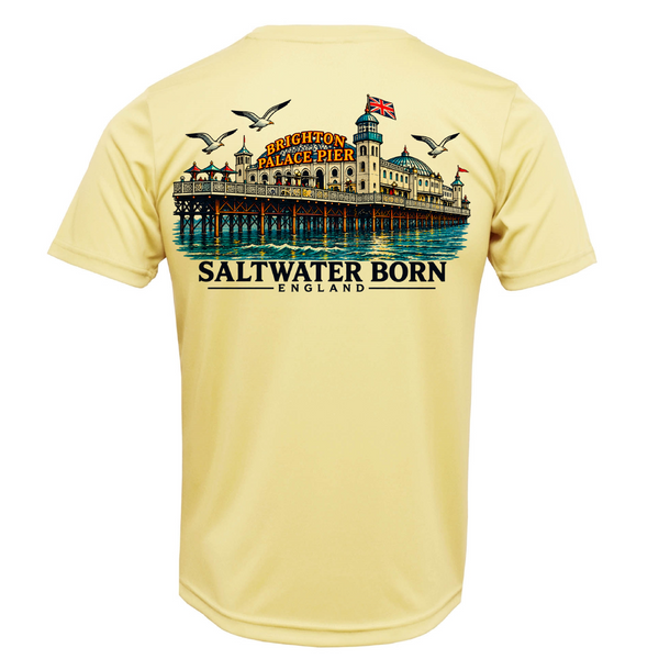 Saltwater Born Brighton, England Palace Pier Men's Short Sleeve UPF 50+ Dry-Fit Shirt