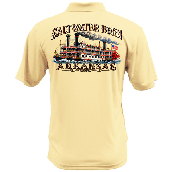 Saltwater Born Arkansas Riverboat Men's Short Sleeve UPF 50+ Dry-Fit Polo