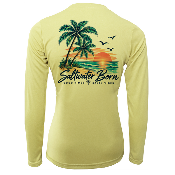 Saltwater Born Good Times Salty Vibes Women's Long Sleeve UPF 50+ Dry-Fit Shirt