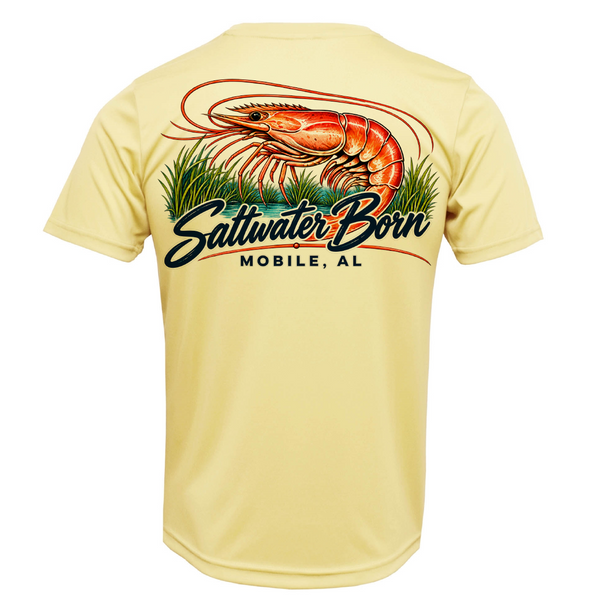 Mobile Bay, AL Shrimping Heritage Men's Short Sleeve UPF 50+ Dry-Fit Shirt