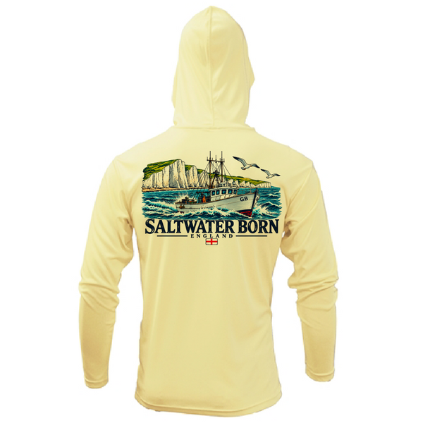 Saltwater Born England's Working Coast Men's Long Sleeve UPF 50+ Dry-Fit Hoodie