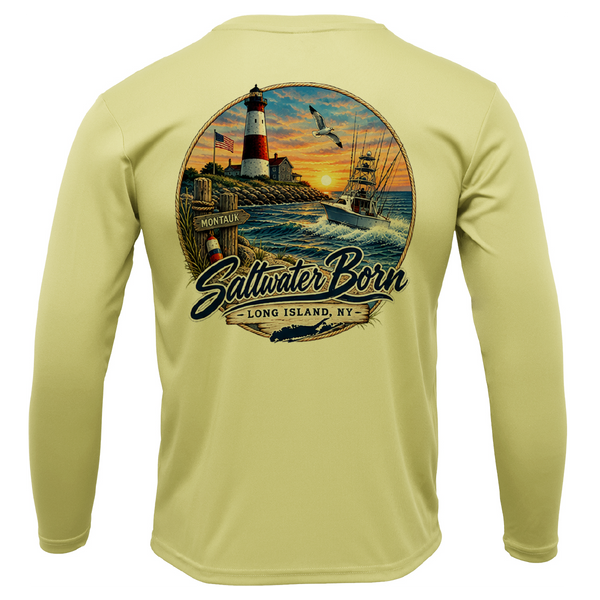Long Island, NY Lighthouse Men's Long Sleeve UPF 50+ Dry-Fit Shirt