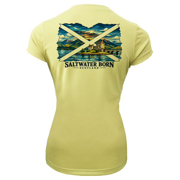 Saltwater Born Scottish Highlands Crossing Women's Short Sleeve UPF 50+ Dry-Fit Shirt