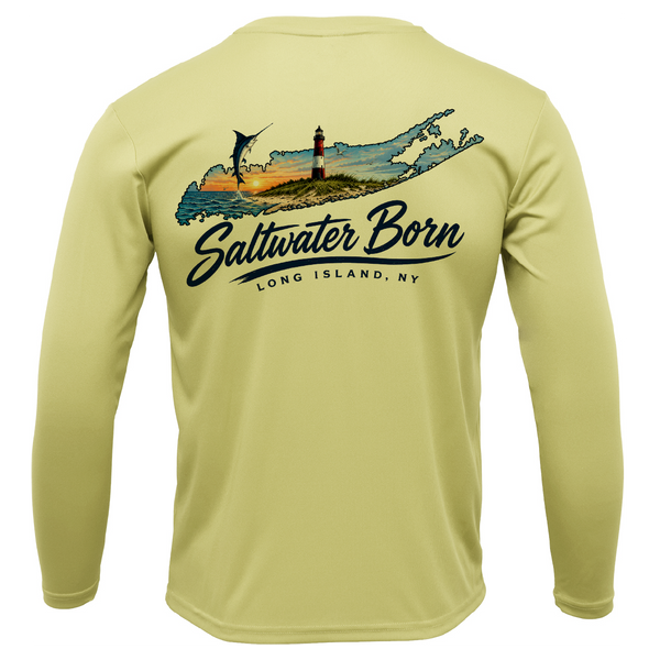 Long Island, NY Geography Men's Long Sleeve UPF 50+ Dry-Fit Shirt